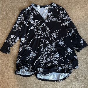 Chic Black and White Floral Blouse